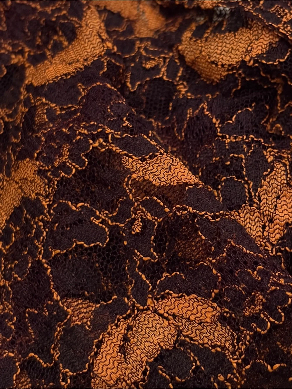 Vintage Lace Triangle Scarf Shawl Headscarf Shoulder Wrap Black Orange Gothic